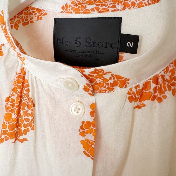 No.6 hydrangea floral print cotton quinn blouse shirt top 2 S - Picture 5 of 12
